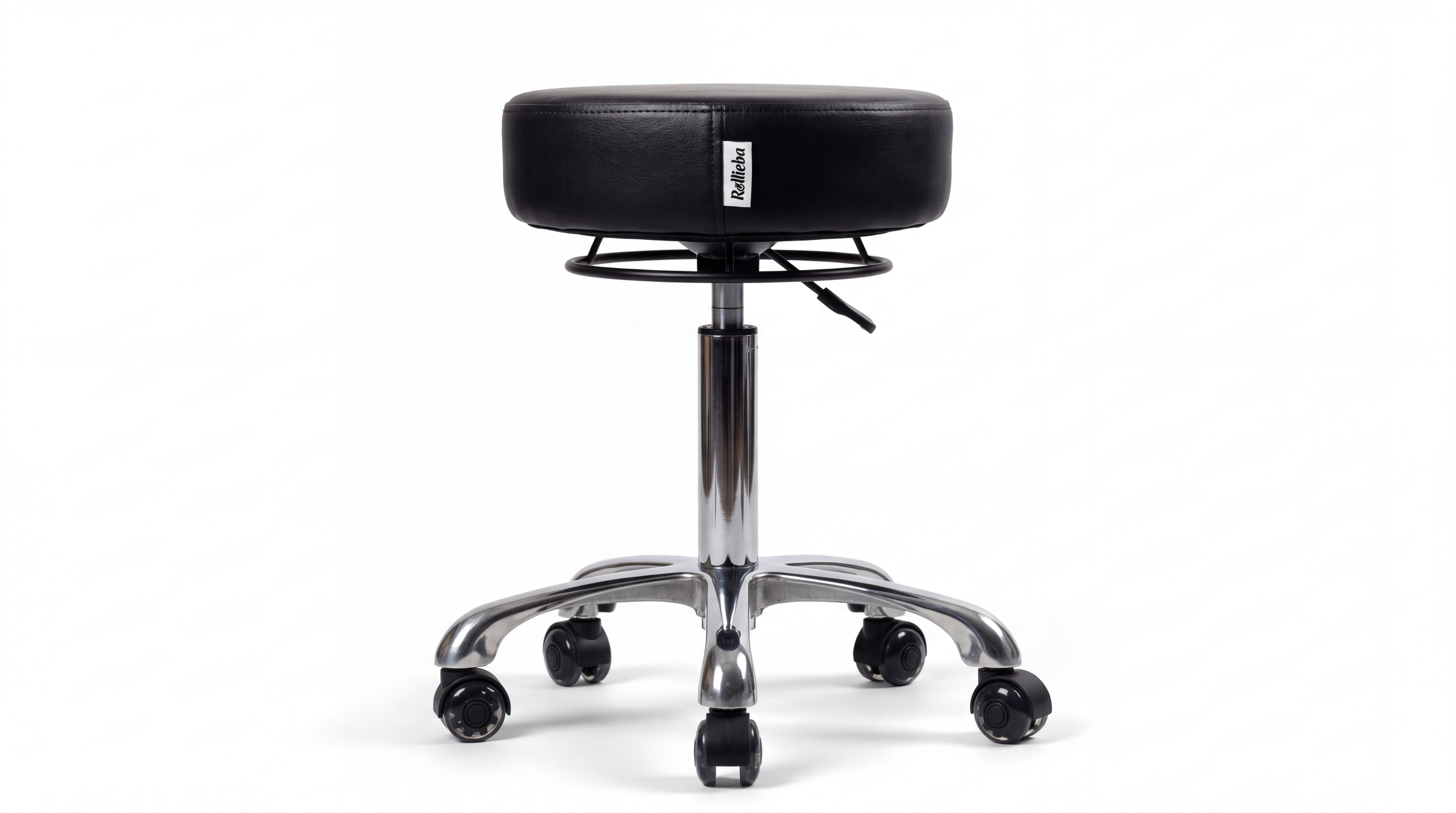 Rollieba RB01 Premium Rollhocker — höhenverstellbar mit verchromtem Standfuß